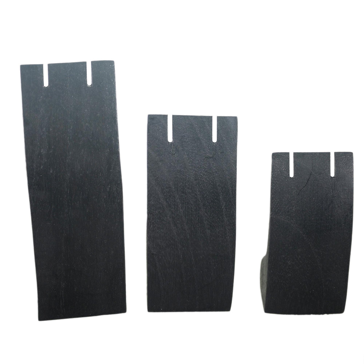 Handcrafted wooden earring display in 3 sizes: 5.9 inches, 4.7 inches, 3.1 inches height