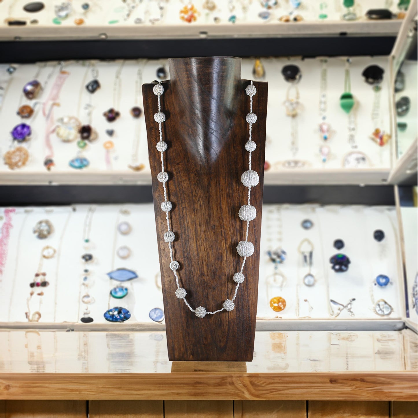 Wooden Jewelry Stand Brown | Elegant Necklace Display Bust