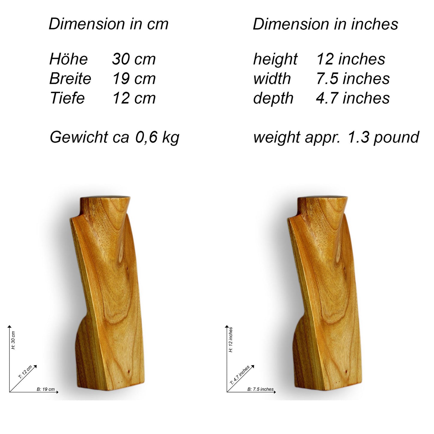 Wooden Jewelry Stand Natural | Elegant Necklace Display Bust