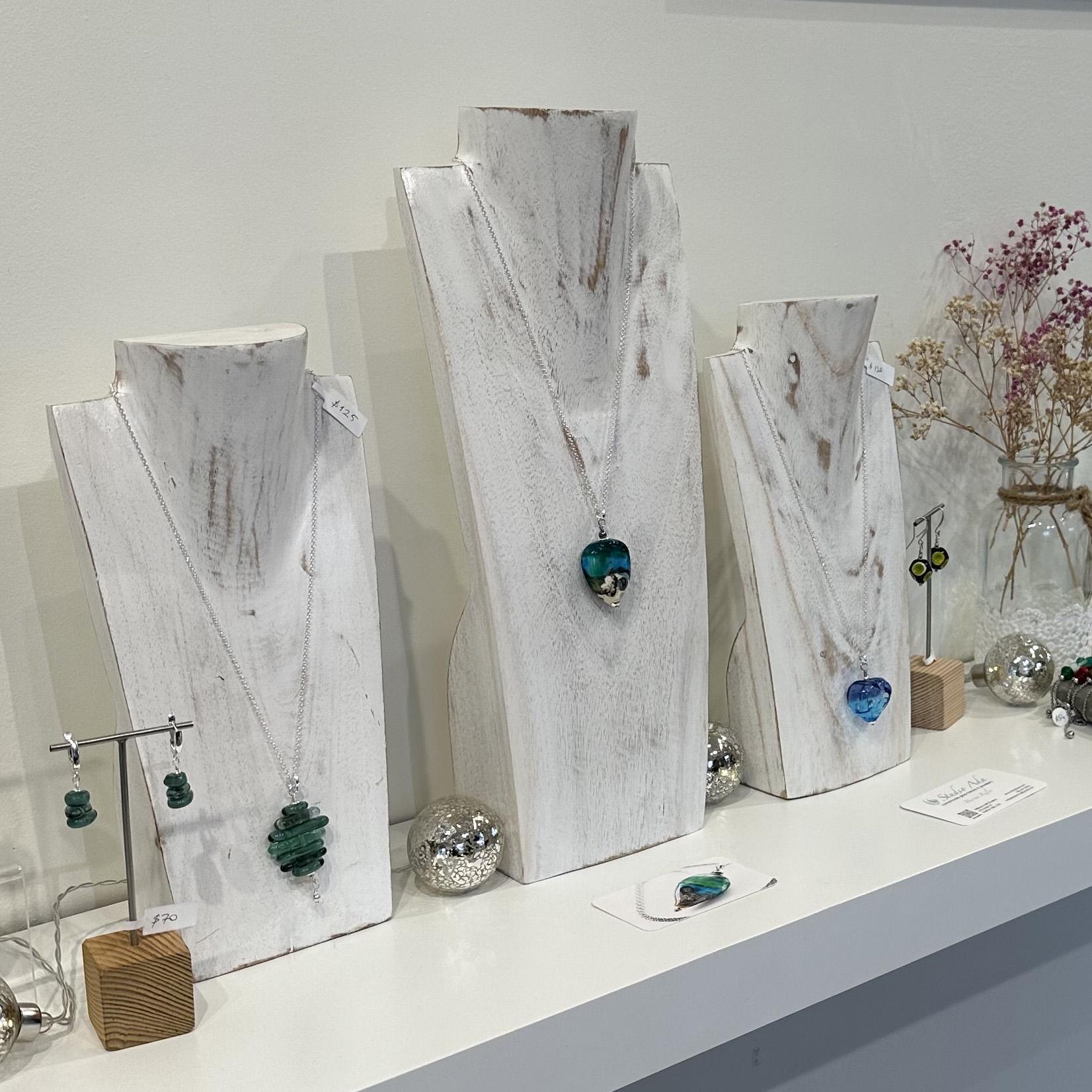 Wooden Jewelry Stand White | Elegant Necklace Display Bust