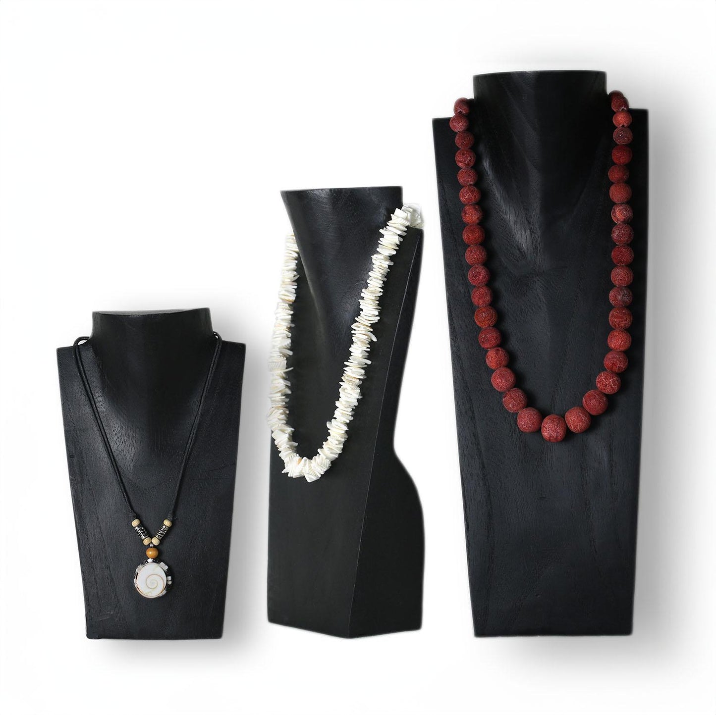 Wooden Jewelry Stand Black | Elegant Necklace Display Bust