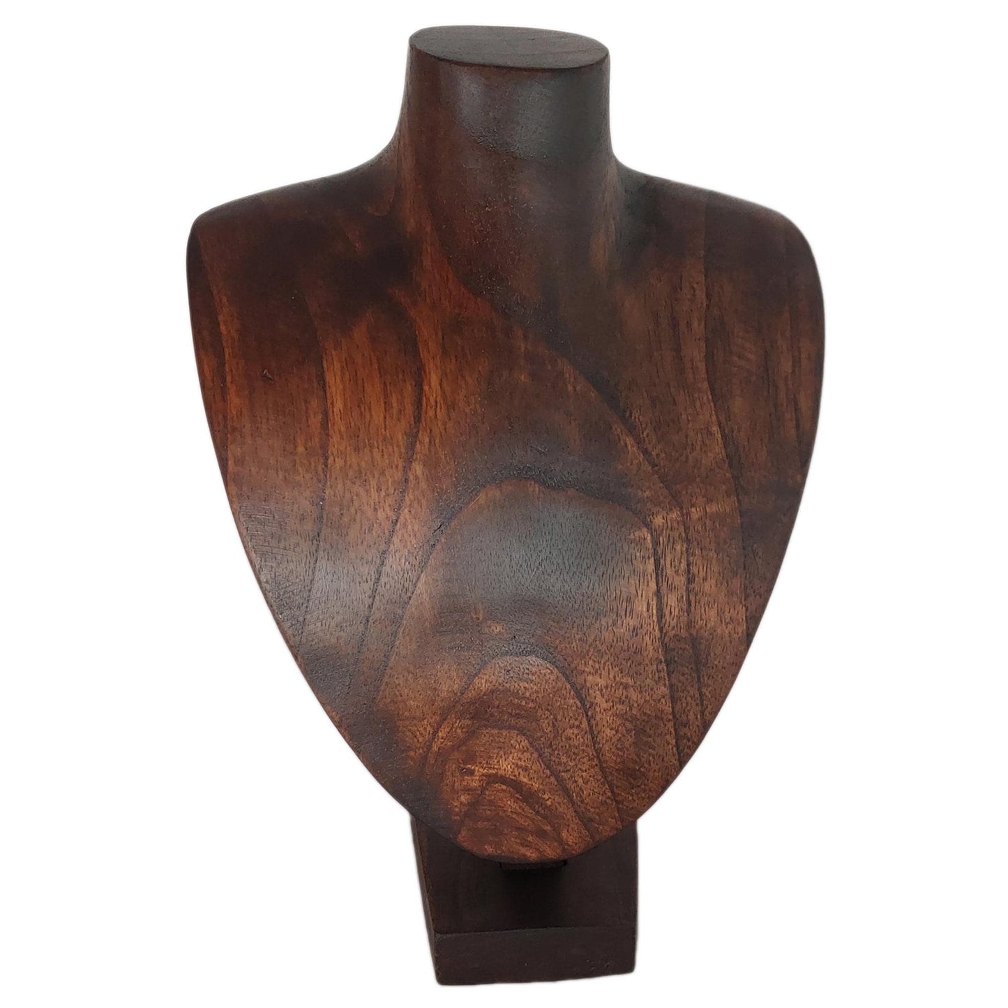 Wooden Jewelry Stand Deep Brown 25cm (9.8") | Round Necklace Display Bust