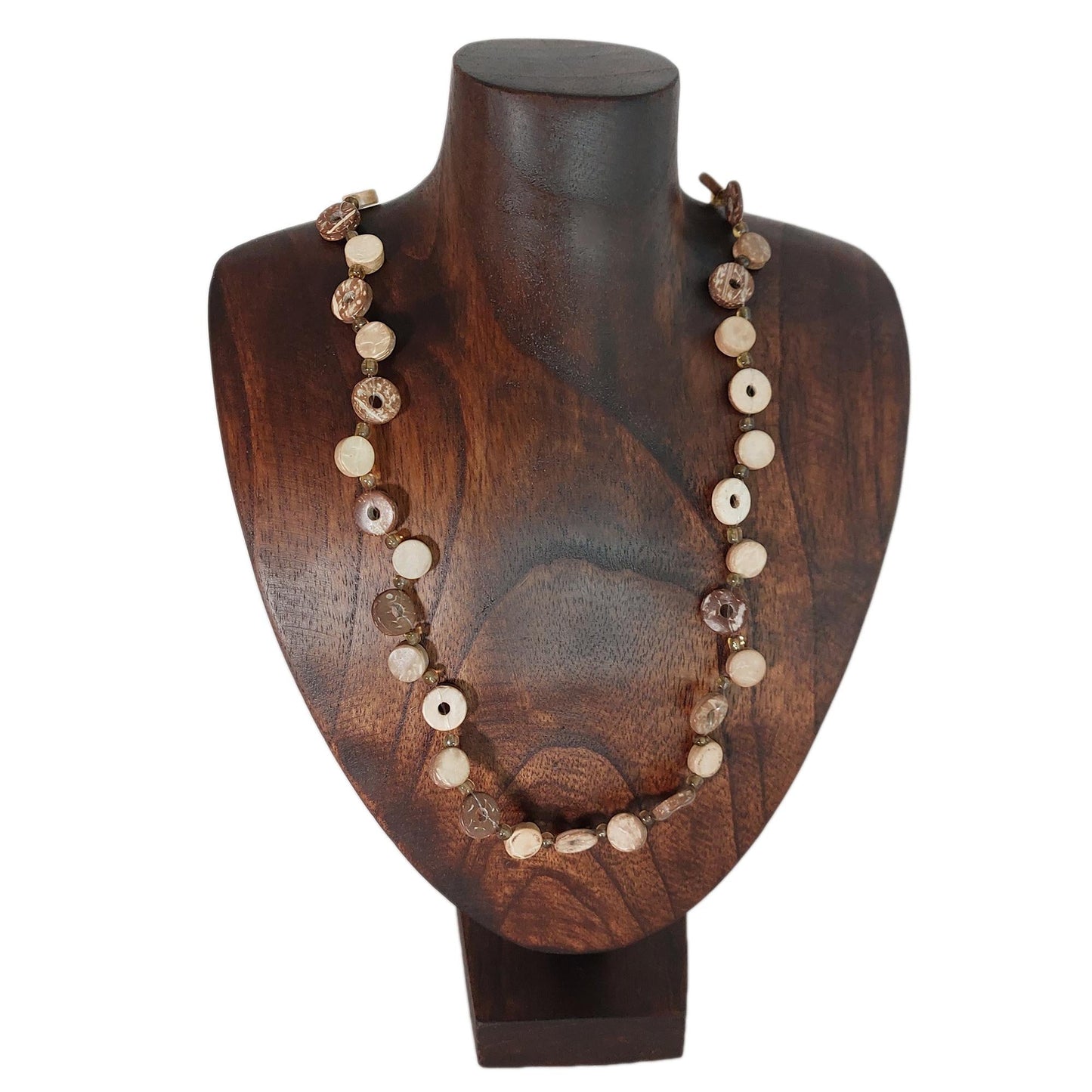 Wooden Jewelry Stand Deep Brown 25cm (9.8") | Round Necklace Display Bust