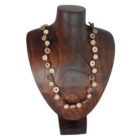 Wooden Jewelry Stand Deep Brown 25cm (9.8") | Round Necklace Display Bust