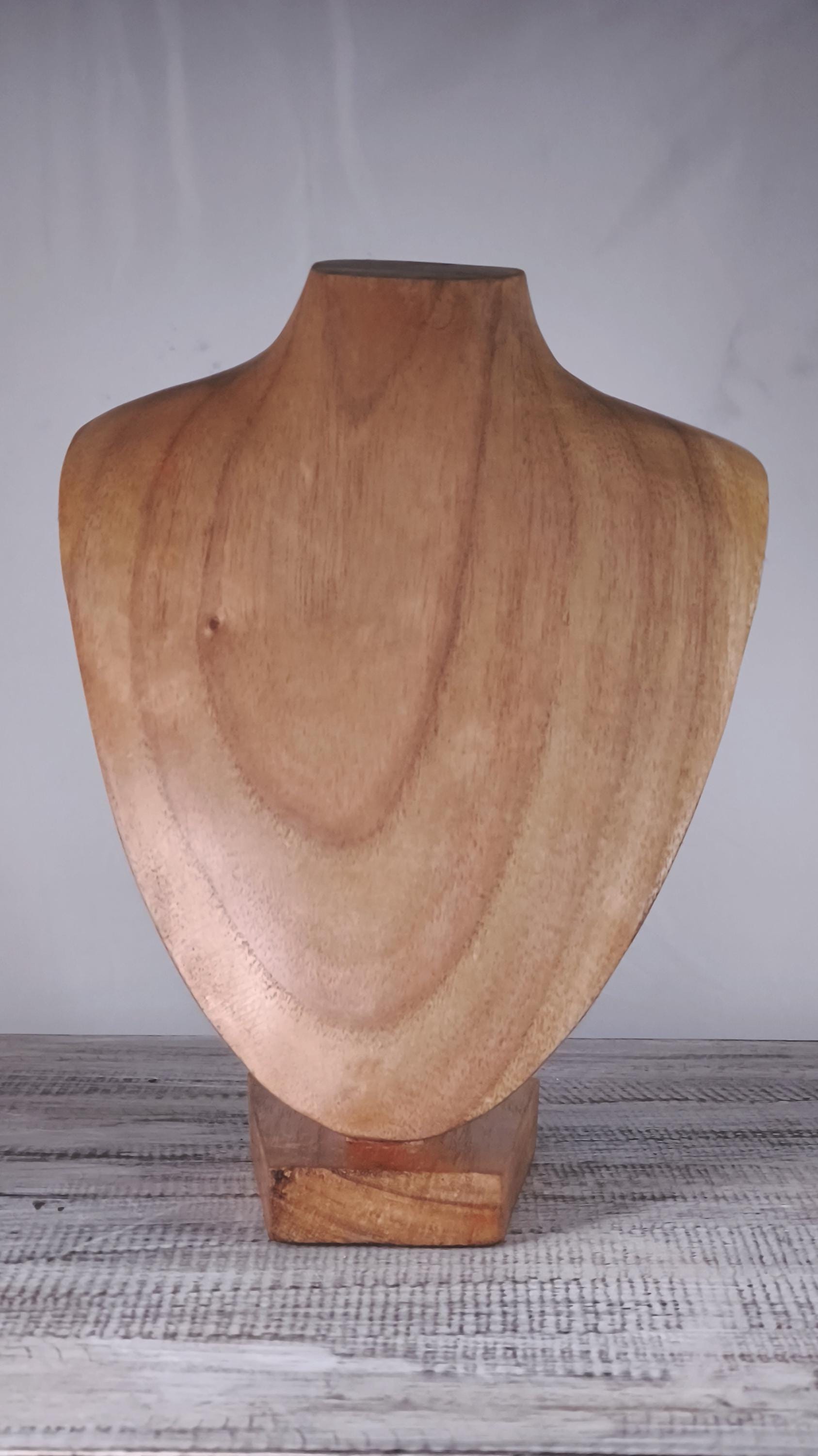 Wooden Jewelry Stand Natural 25cm (9.8") | Round Necklace Display Bust