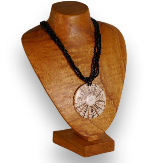 Wooden Jewelry Stand Natural 25cm (9.8") | Round Necklace Display Bust