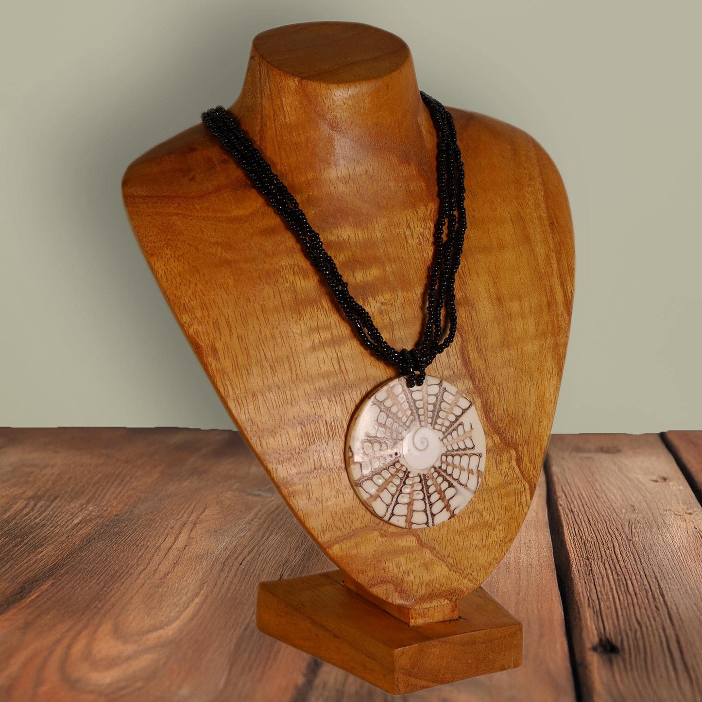Wooden Jewelry Stand Natural 25cm (9.8") | Round Necklace Display Bust
