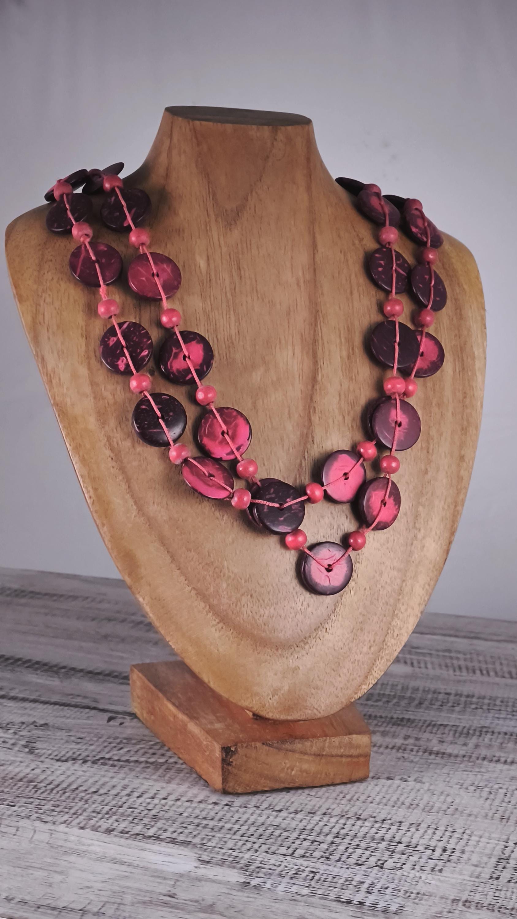 Wooden Jewelry Stand Natural 25cm (9.8") | Round Necklace Display Bust