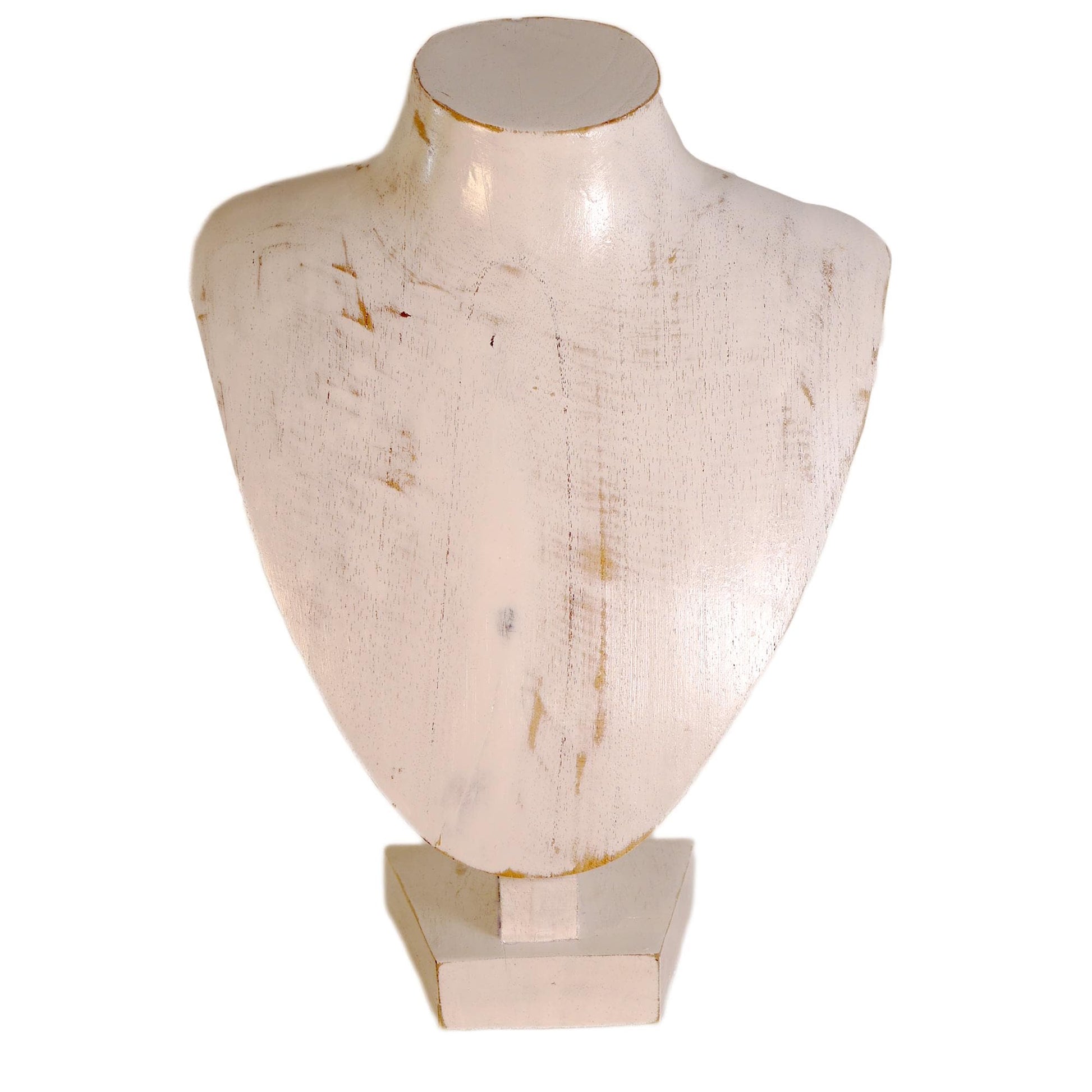 Wooden Jewelry Stand White 25cm (9.8") | Round Necklace Display Bust