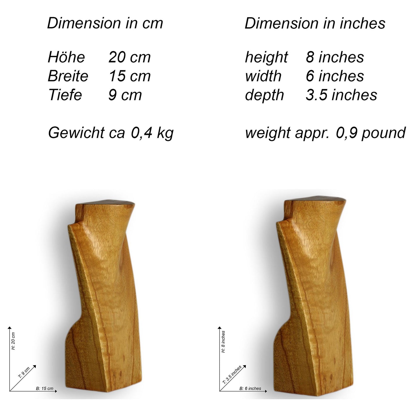 Wooden Jewelry Stand Natural | Elegant Necklace Display Bust