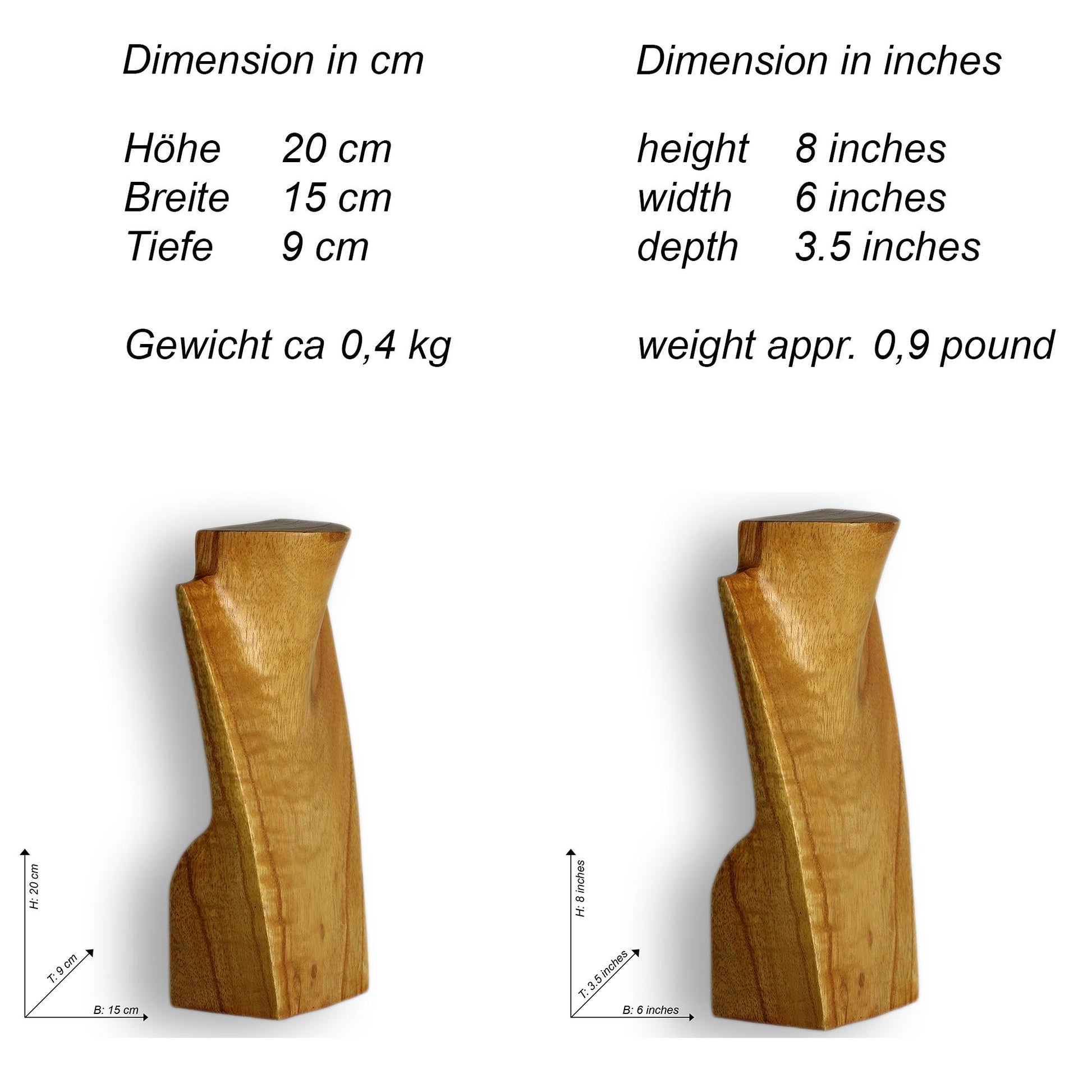 Wooden Jewelry Stand Natural | Elegant Necklace Display Bust