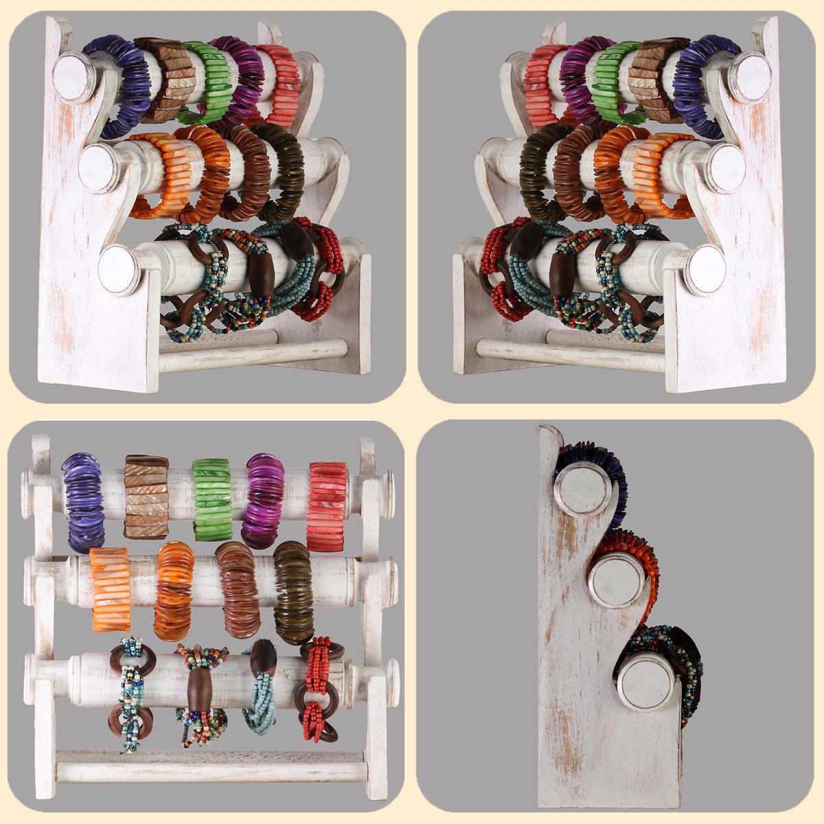 Bracelet stand wooden jewelry holder - presentation shop window, showcase decoration, 3 levels, natural look, compact, handmade in 4 colors
