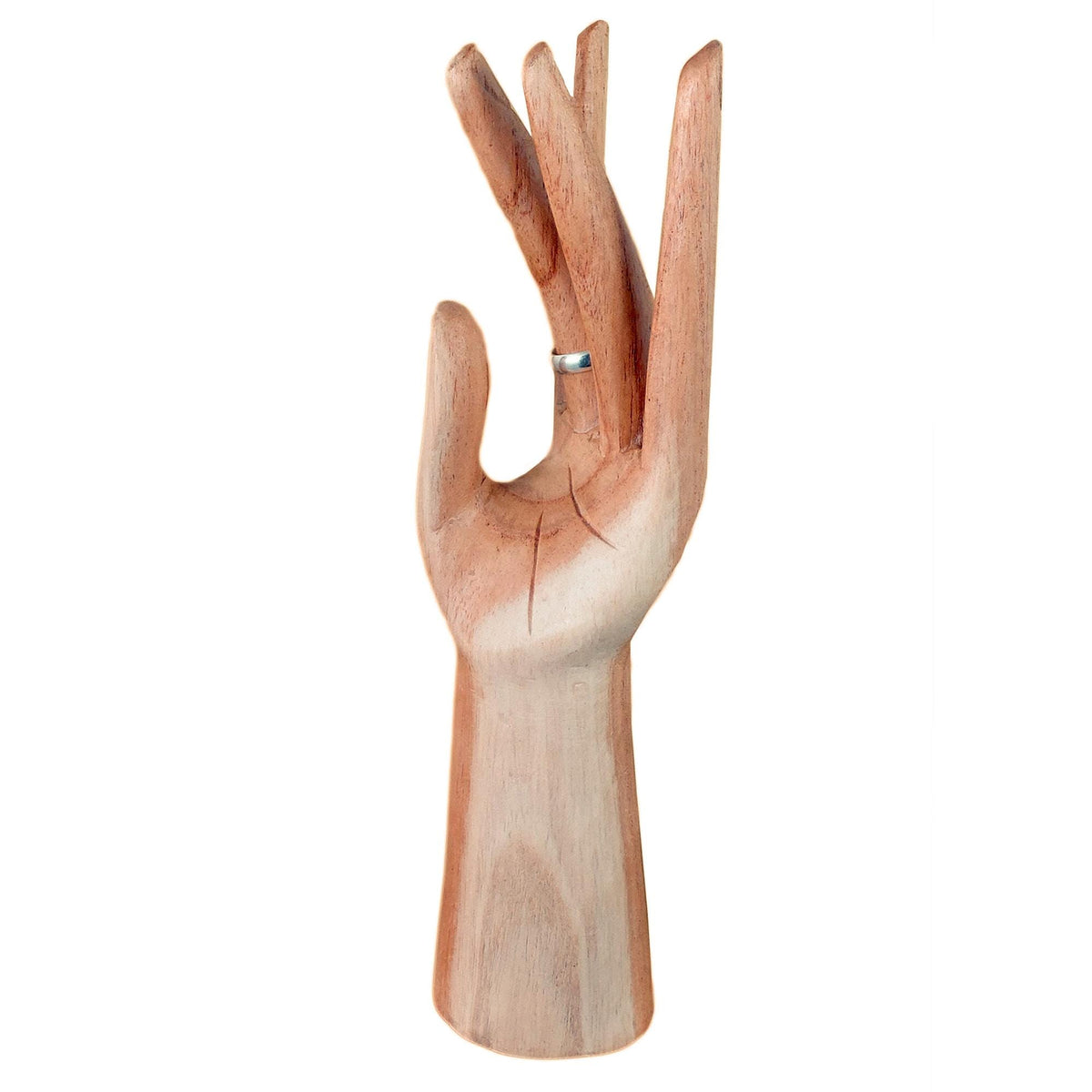 Natural Hand-Carved Wooden Ring Holder, 25 cm (9.8 in)