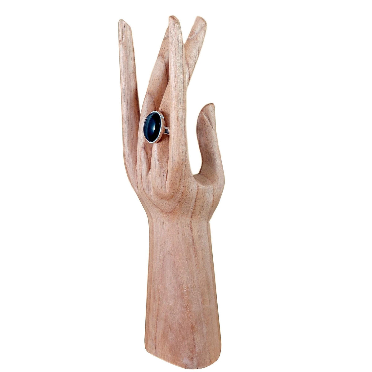 Natural Hand-Carved Wooden Ring Holder, 25 cm (9.8 in)