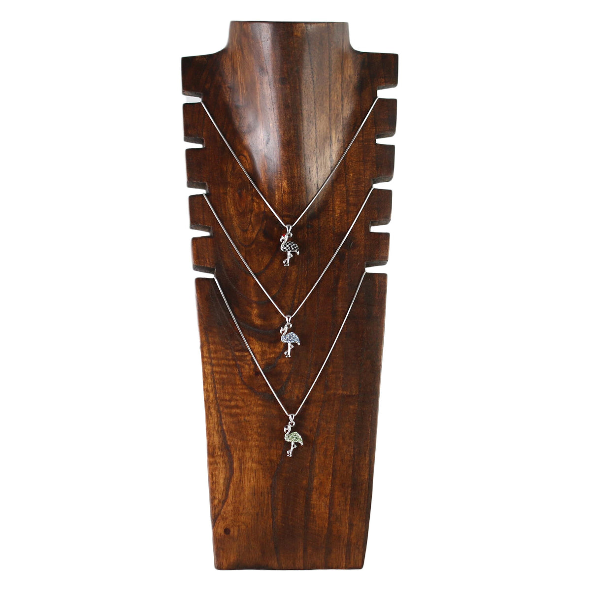 Wooden jewelry bust brown - Necklace display in 3 sizes for 16"/24"/32"" chains - Sturdy necklace stand for shop windows & trade shows