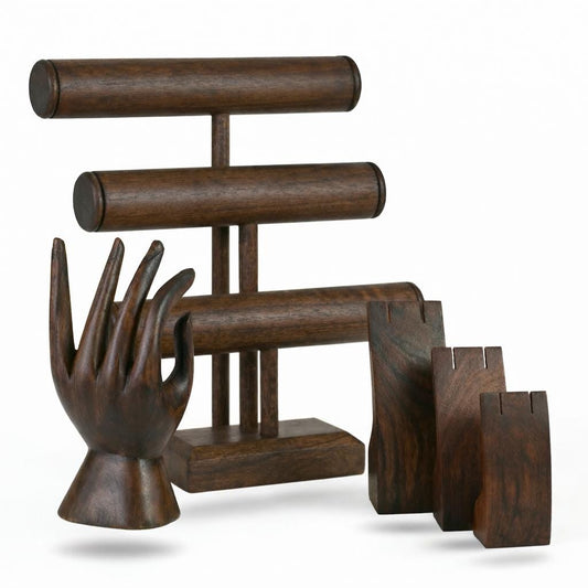 Wooden Jewelry Display Set | Bracelet Stand + Jewelry Hand + Earring Stand