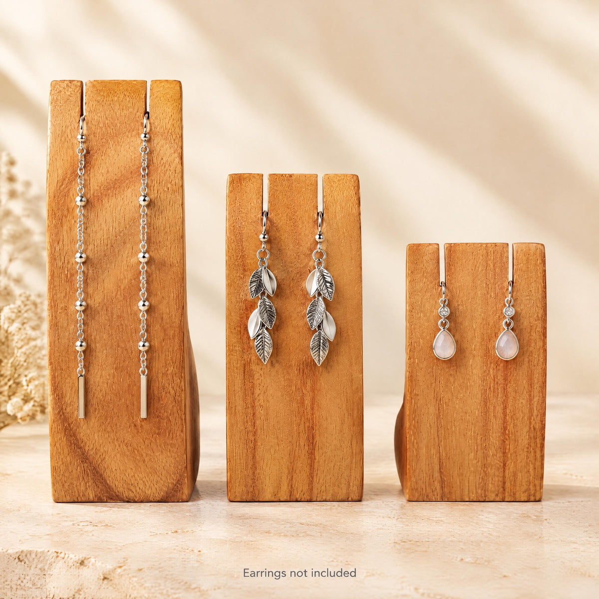 Natural Wooden Earring Display Stands, Set of 3