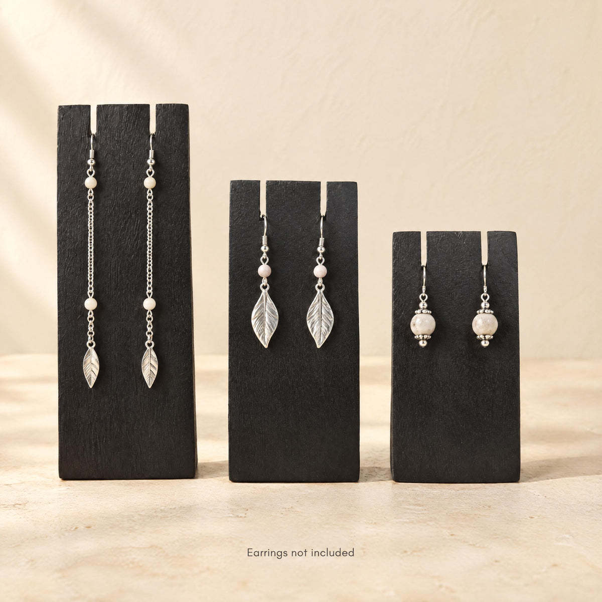 Black Wooden Earring Display Stands, Set of 3