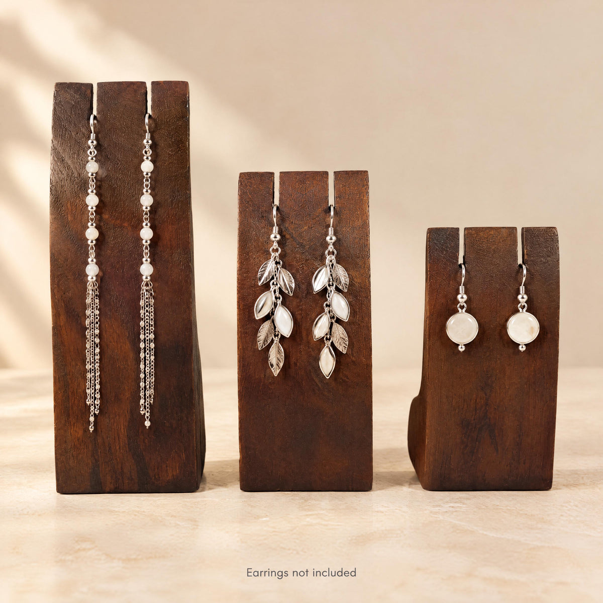 Dark Brown Wooden Earring Display Stands, Set of 3