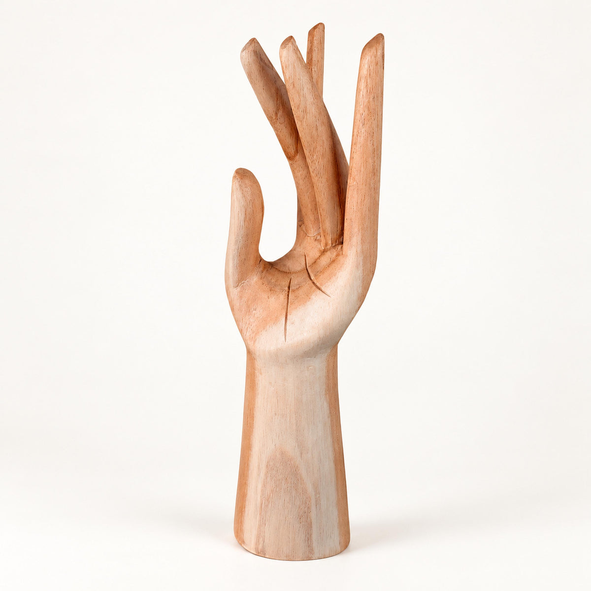 Natural Hand-Carved Wooden Ring Holder, 25 cm (9.8 in)