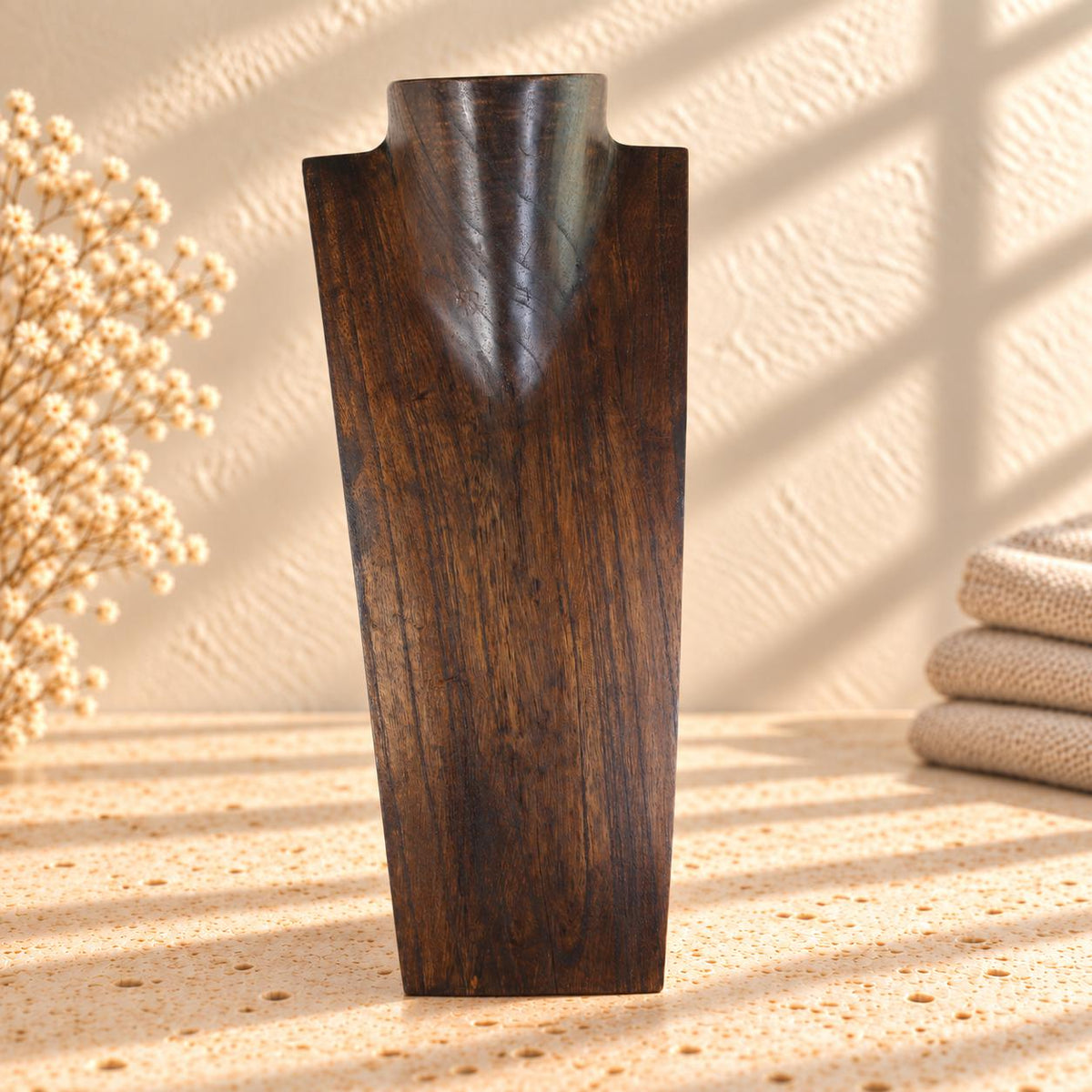 Wooden Necklace Display Bust, Dark Brown – Choose 20, 30 or 40 cm / 8, 12 or 16 in
