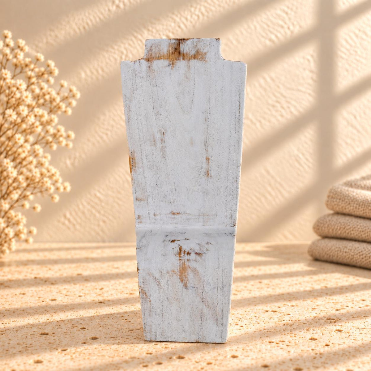 Wooden Necklace Display Bust, Whitewash – Choose 20, 30 or 40 cm / 8, 12 or 16 in