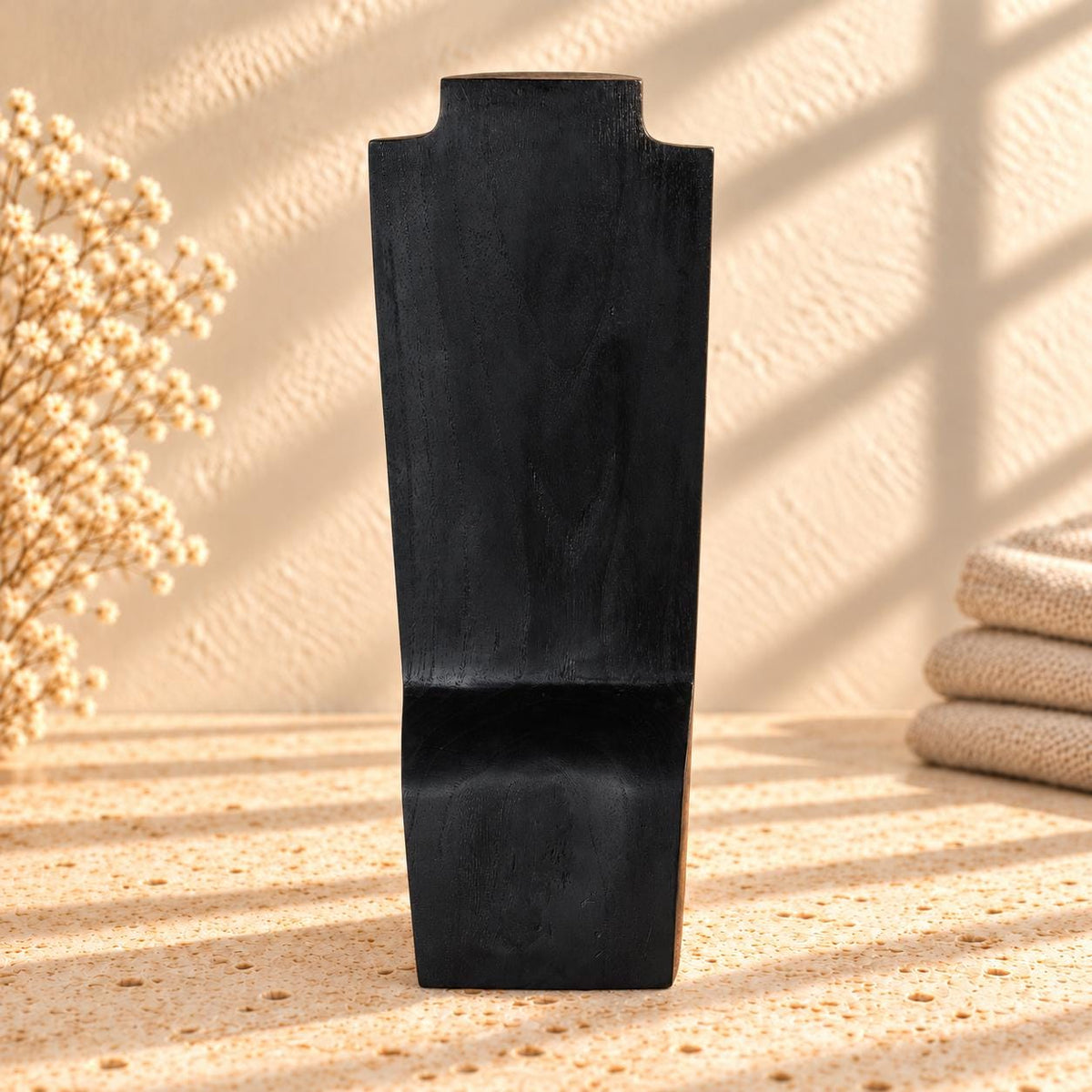 Set of 3 Wooden Necklace Display Busts, Black – 8/12/16 in (20/30/40 cm)