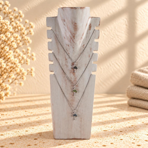 Multi Necklace Display Bust, Whitewash Wood, 15.7 in / 40 cm – Notched Jewelry Stand