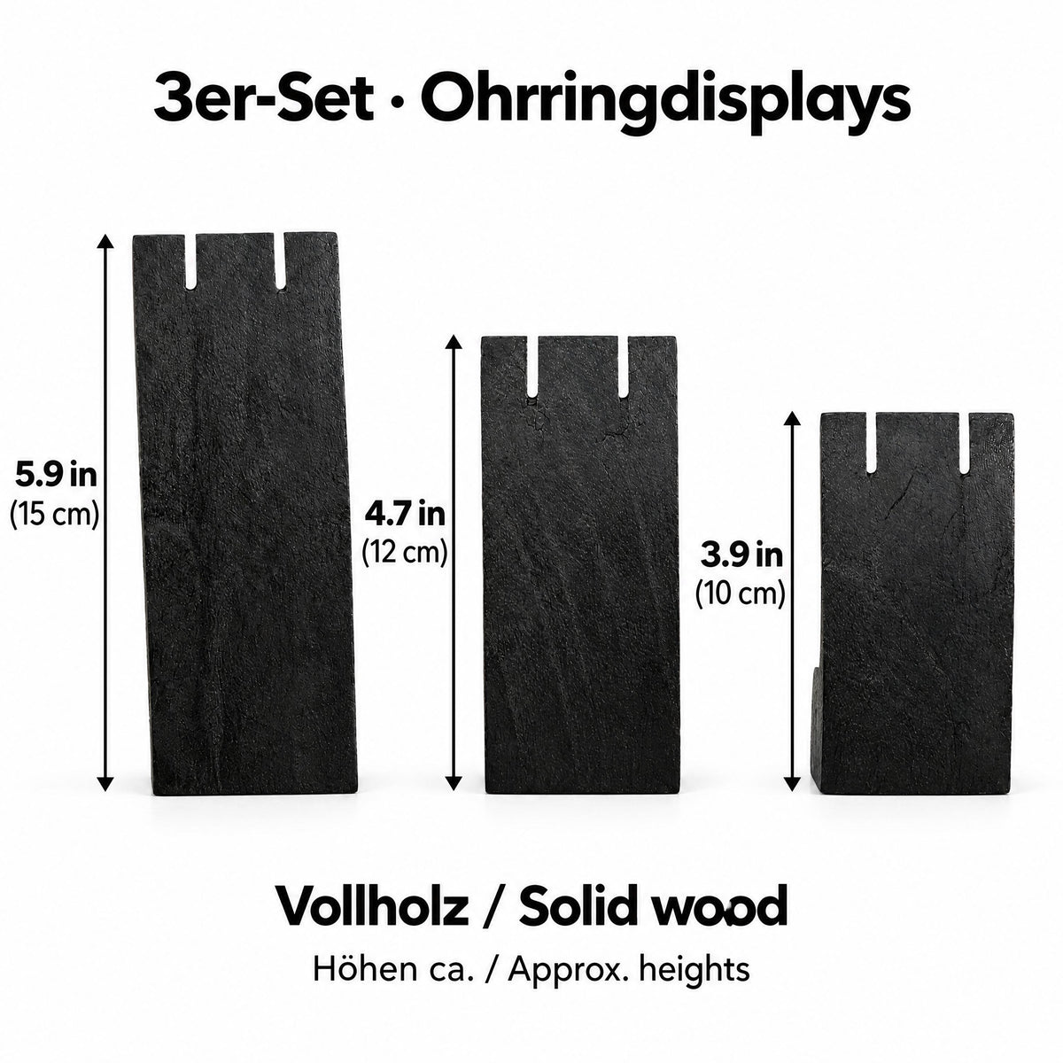 Black Wooden Earring Display Stands, Set of 3