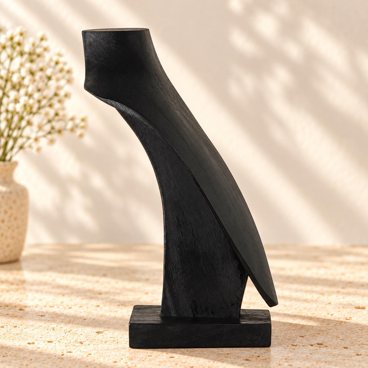 Black Wooden Necklace Display Bust, 9.8 in, Jewelry Stand with Base