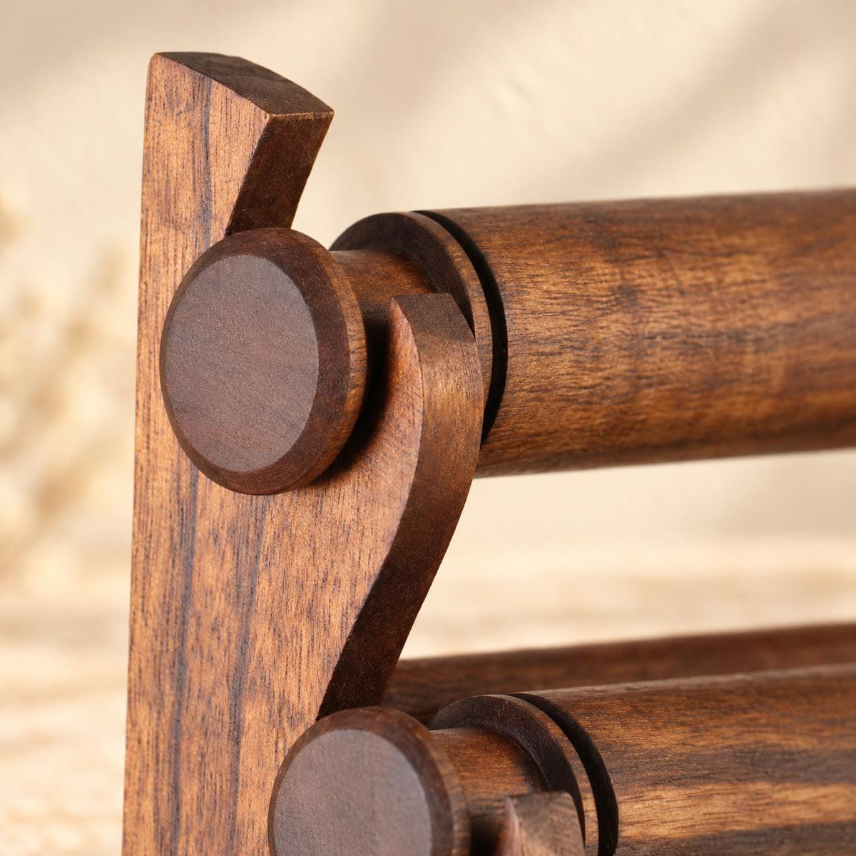 Dark Brown Wooden Bracelet Stand, Three-Tier Bangle Display with Side Panels, 30 cm (11.8 in)