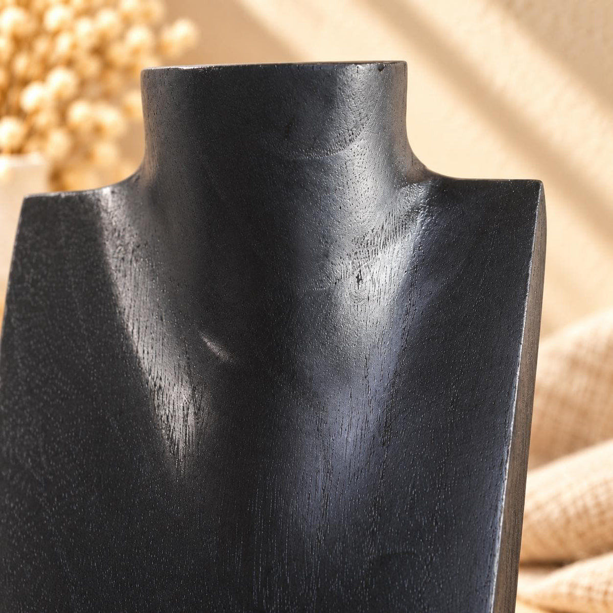 Mini Wooden Necklace Busts, Set of 3, Black, 7.9 / 5.9 / 3.9 in