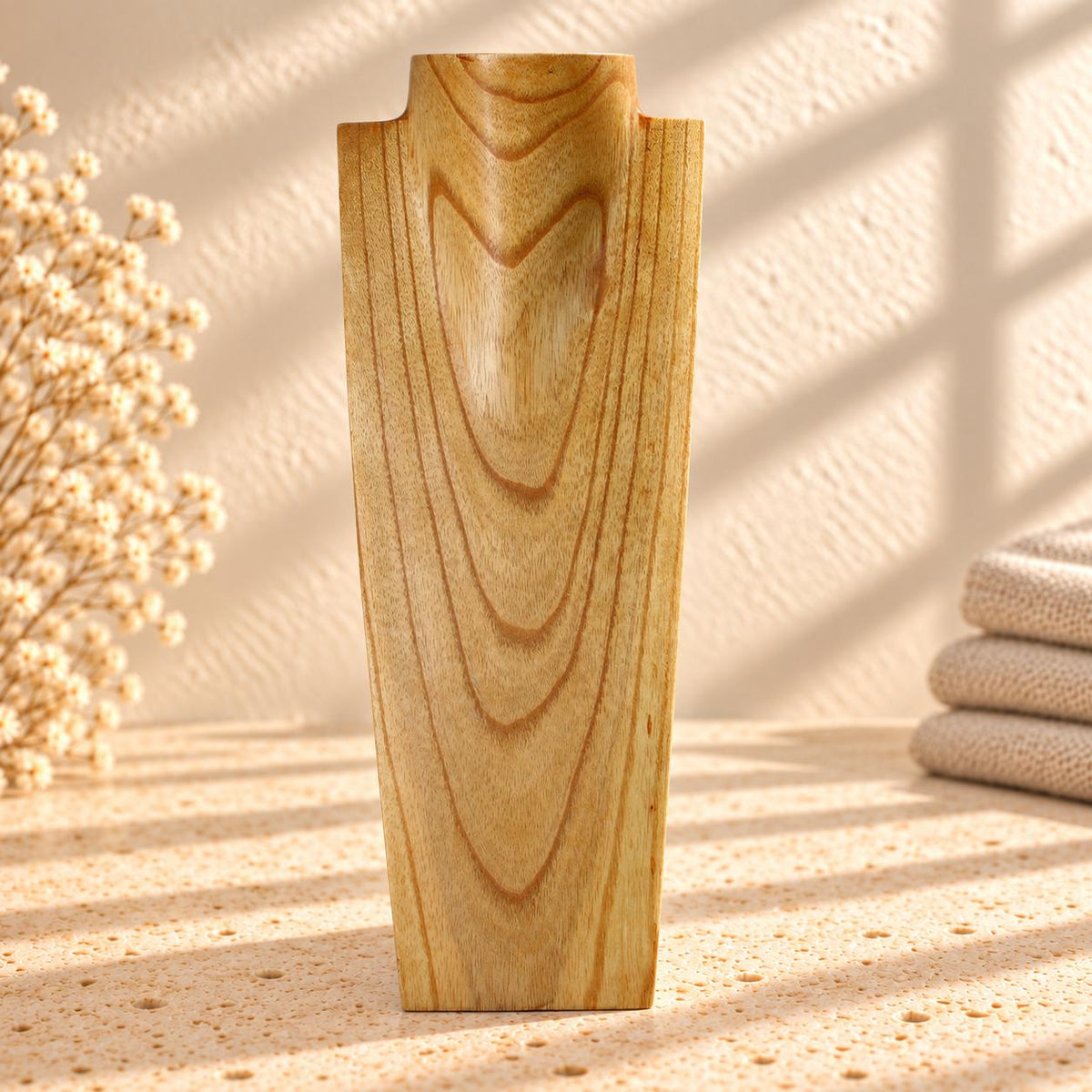 Wooden Necklace Display Bust, Natural Wood – Choose 20, 30 or 40 cm / 8, 12 or 16 in