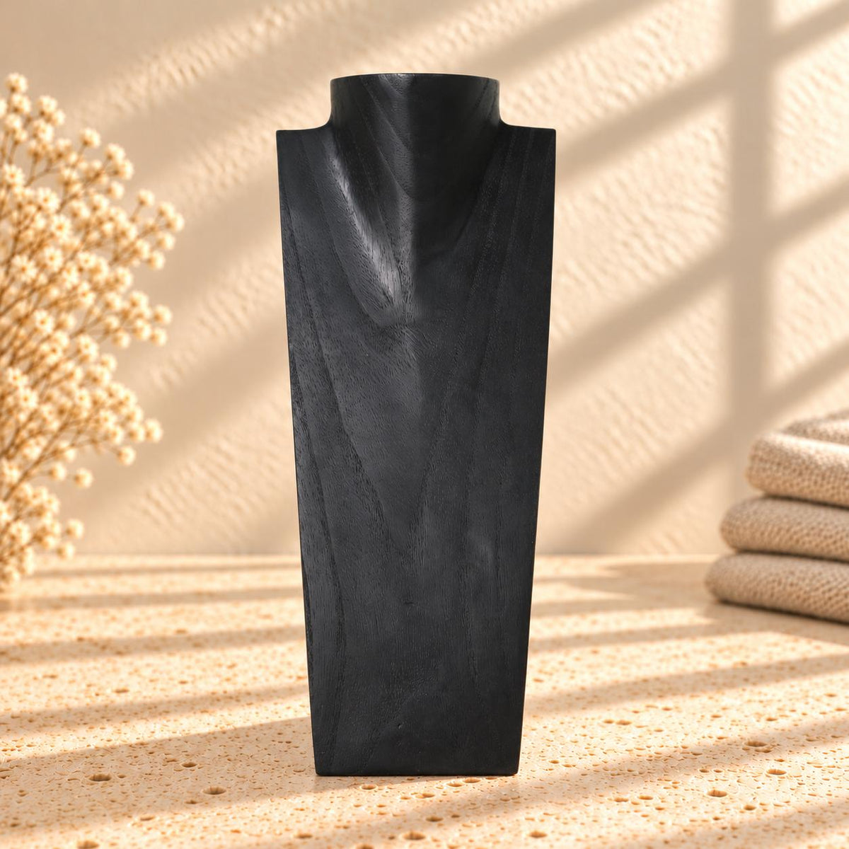 Wooden Necklace Display Bust, Black – Choose 20, 30 or 40 cm / 8, 12 or 16 in