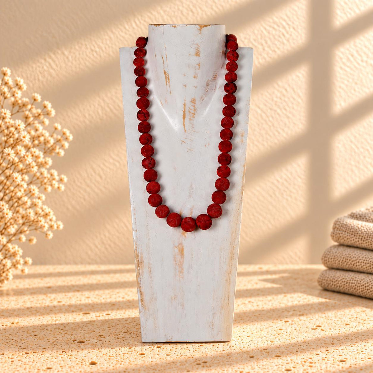 Wooden Necklace Display Bust, Whitewash – Choose 20, 30 or 40 cm / 8, 12 or 16 in