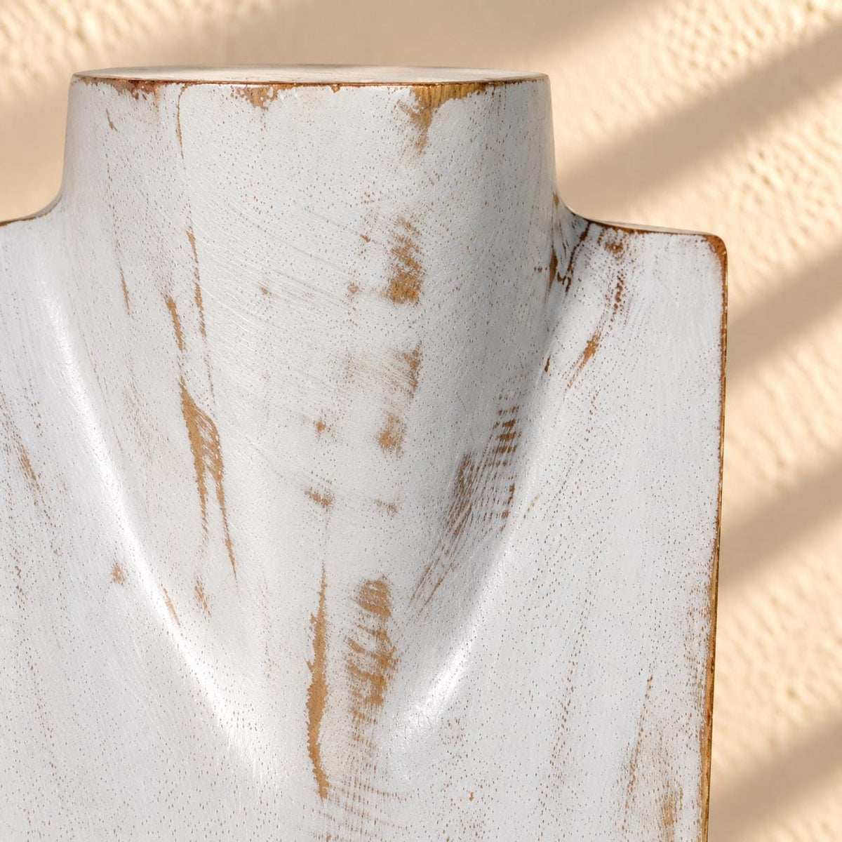 Wooden Necklace Display Bust, Whitewash – Choose 20, 30 or 40 cm / 8, 12 or 16 in