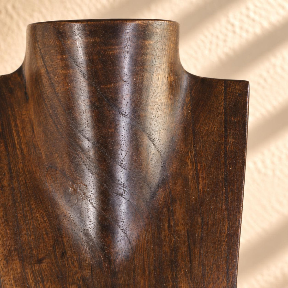 Set of 3 Wooden Necklace Display Busts, Dark Brown – 8/12/16 in (20/30/40 cm)